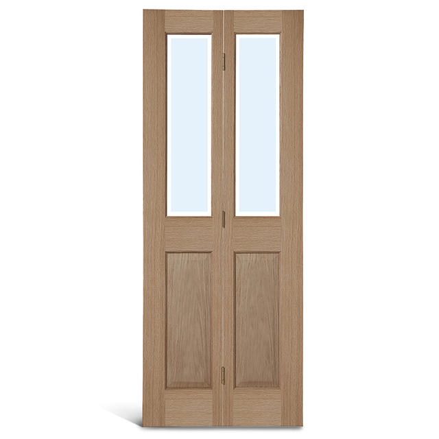 4 Panel Square Top Oak Glass Bifold Door
