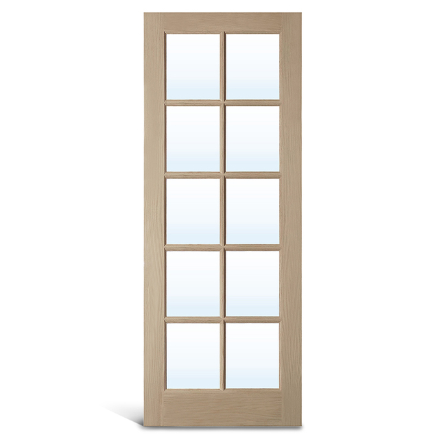 10 Lite Oak Glass French Door