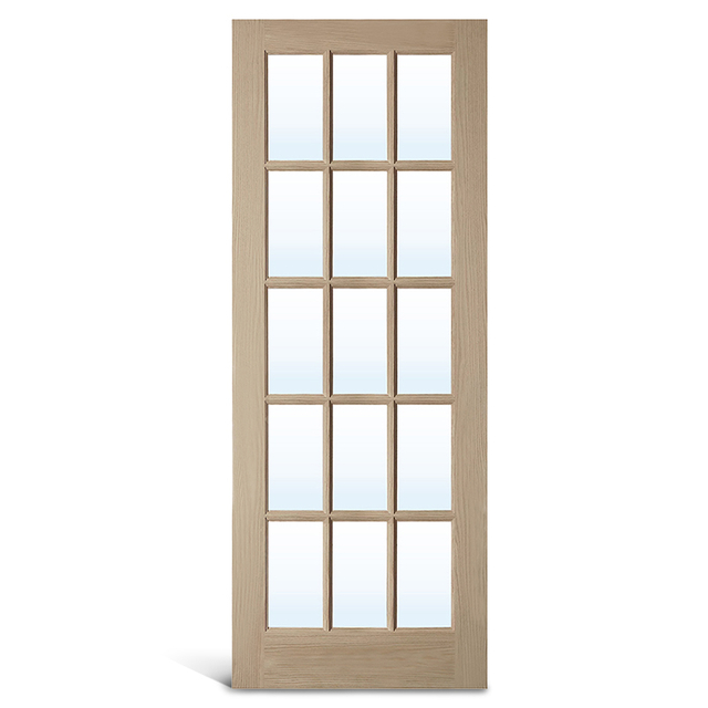 15 Lite Oak Glass French Door